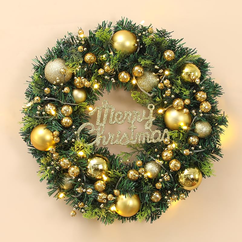 大人のゴールドクリスマスリース Amazon.co.jp: SCLYX クリスマスリース 玄関ドア用 北欧風 ゴールド